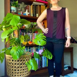 Tommy Hilfiger eggplant purple and black lace tunic top